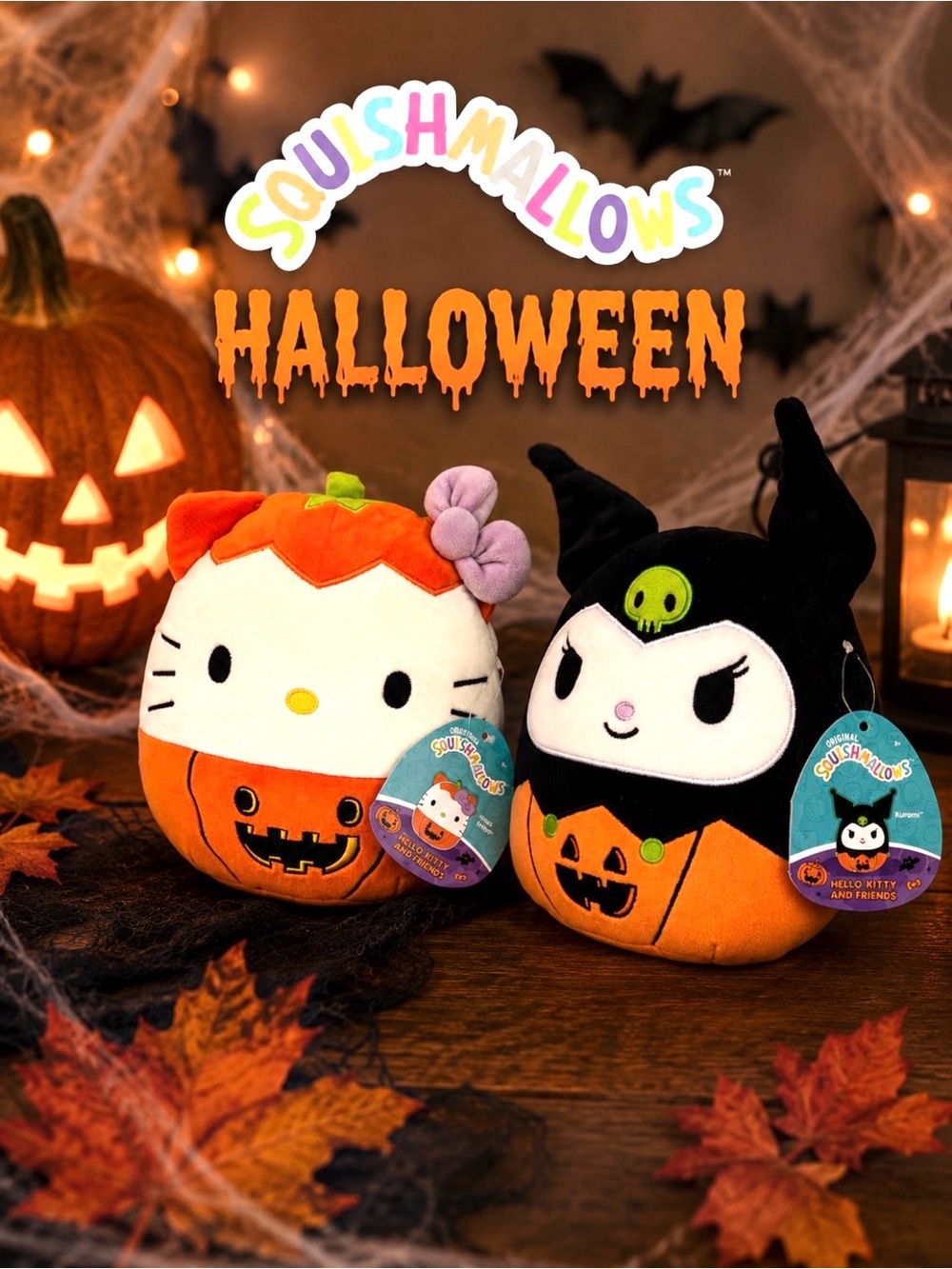 🎃 Squishmallows Halloween Hello Kitty & Kuromi Plush Bundle 🎃